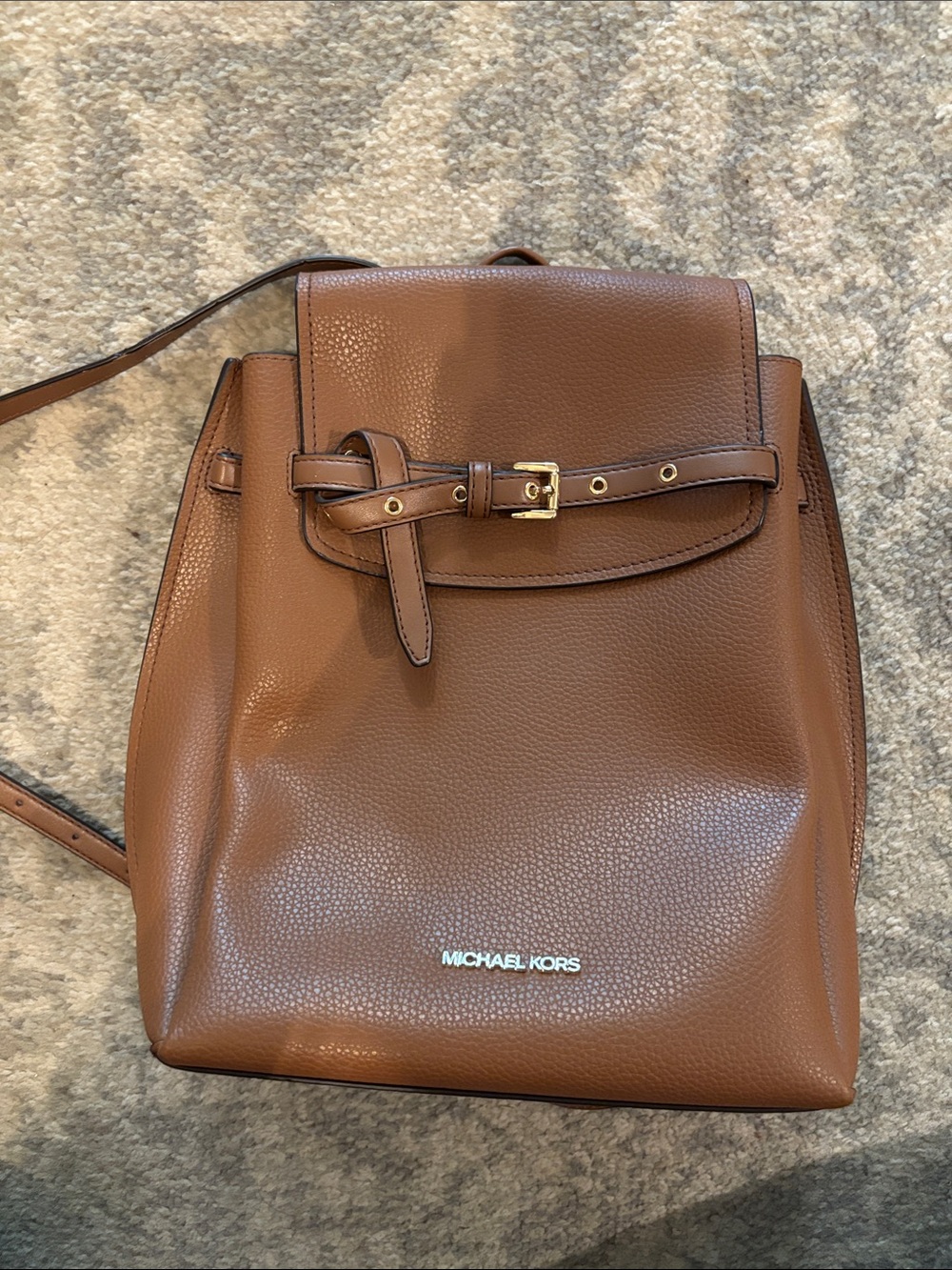 Michael Kors Cognac Pebble Leather Backpack
